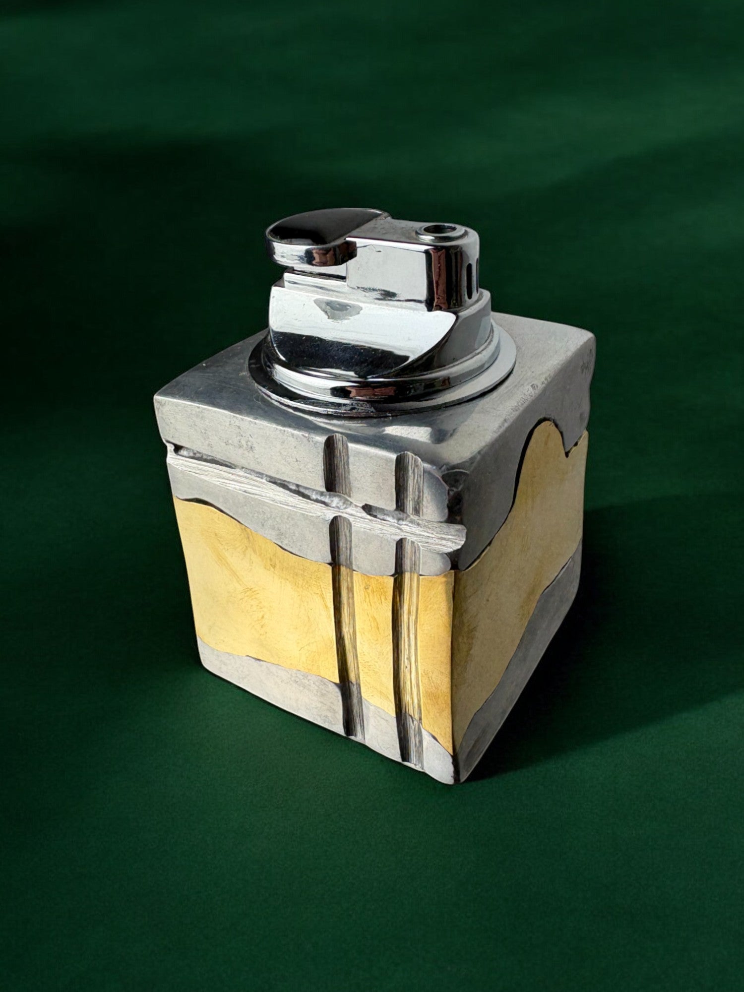 Brutalist lighter by Ardisur, Bronze and aluminum, 1970's, Spain