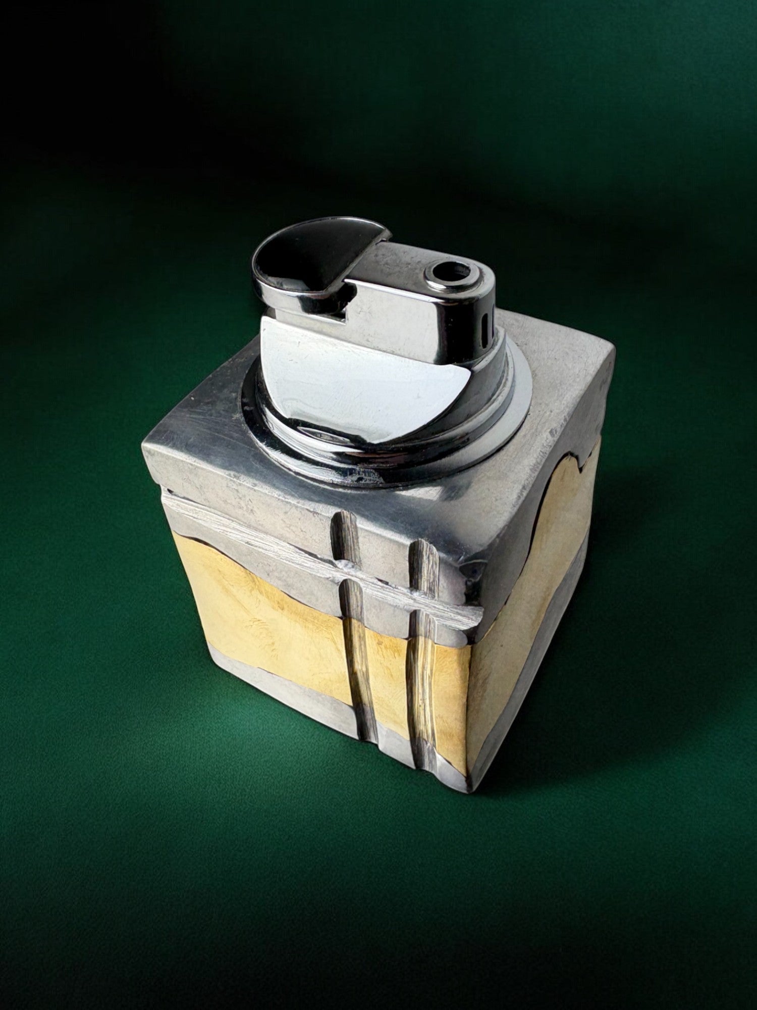 Brutalist lighter by Ardisur, Bronze and aluminum, 1970's, Spain