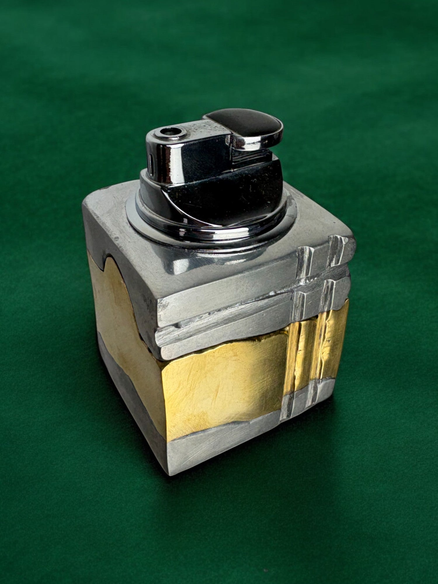 Brutalist lighter by Ardisur, Bronze and aluminum, 1970's, Spain