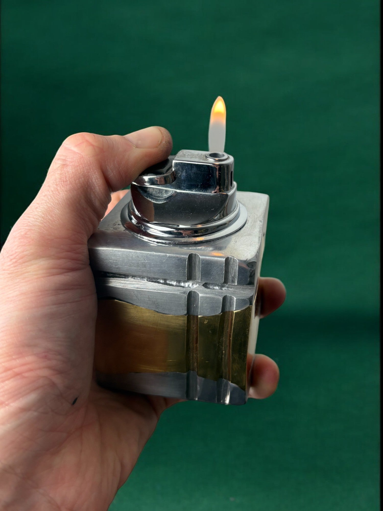 Brutalist lighter by Ardisur, Bronze and aluminum, 1970's, Spain