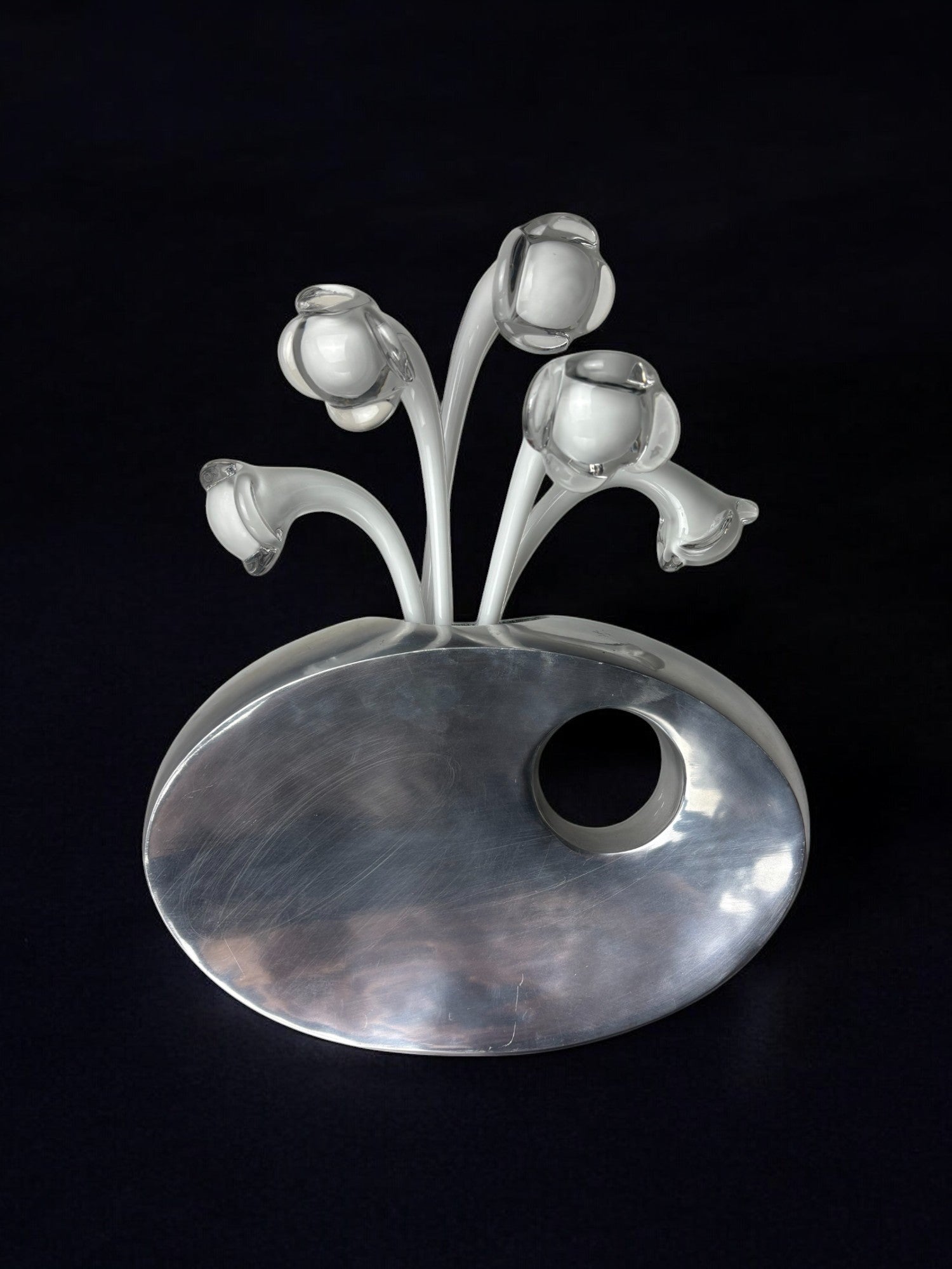 Calla lily flowers bouquet, set of 5, murano glass, Italy, 1970's