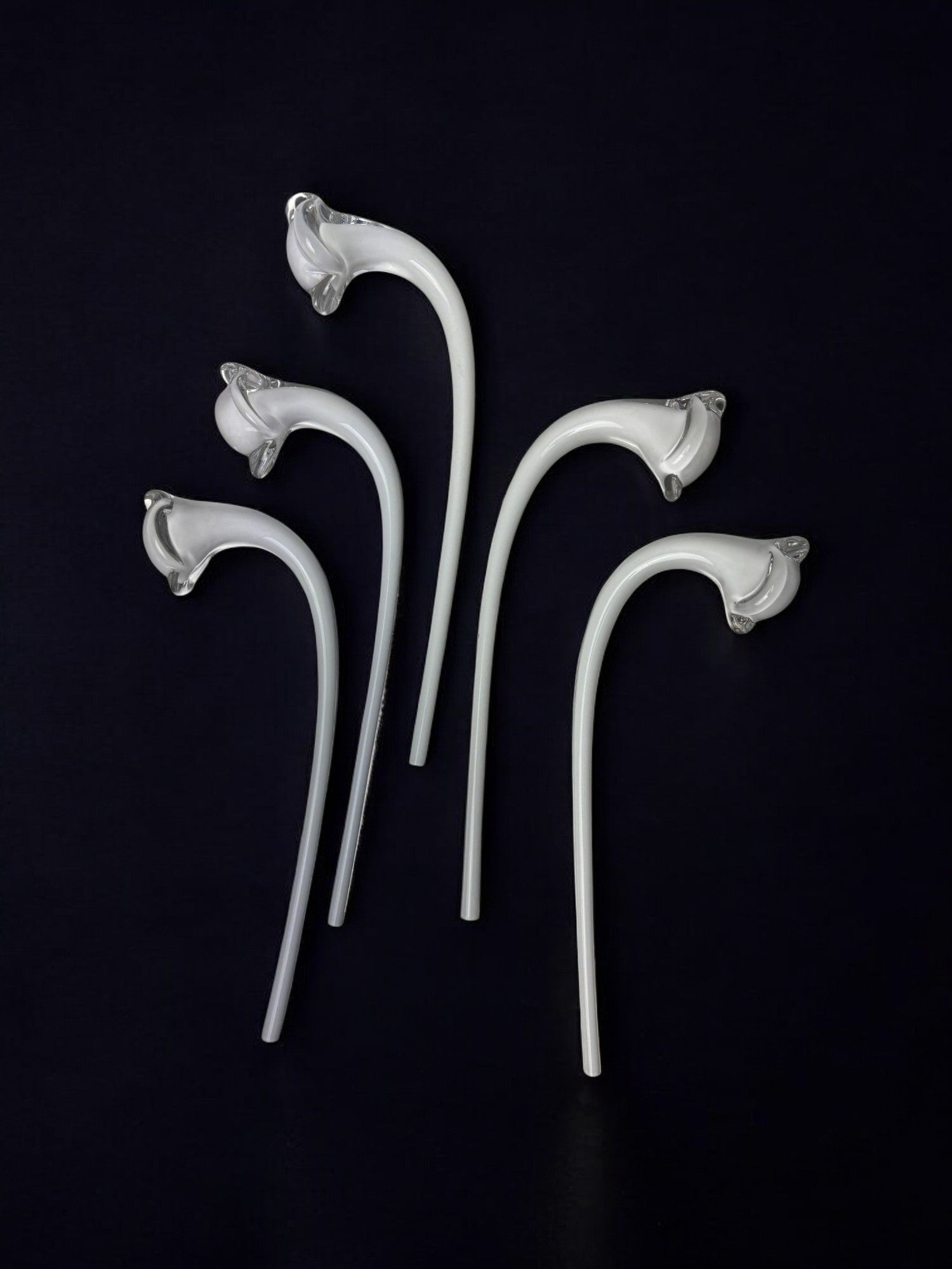 Calla lily flowers bouquet, set of 5, murano glass, Italy, 1970's