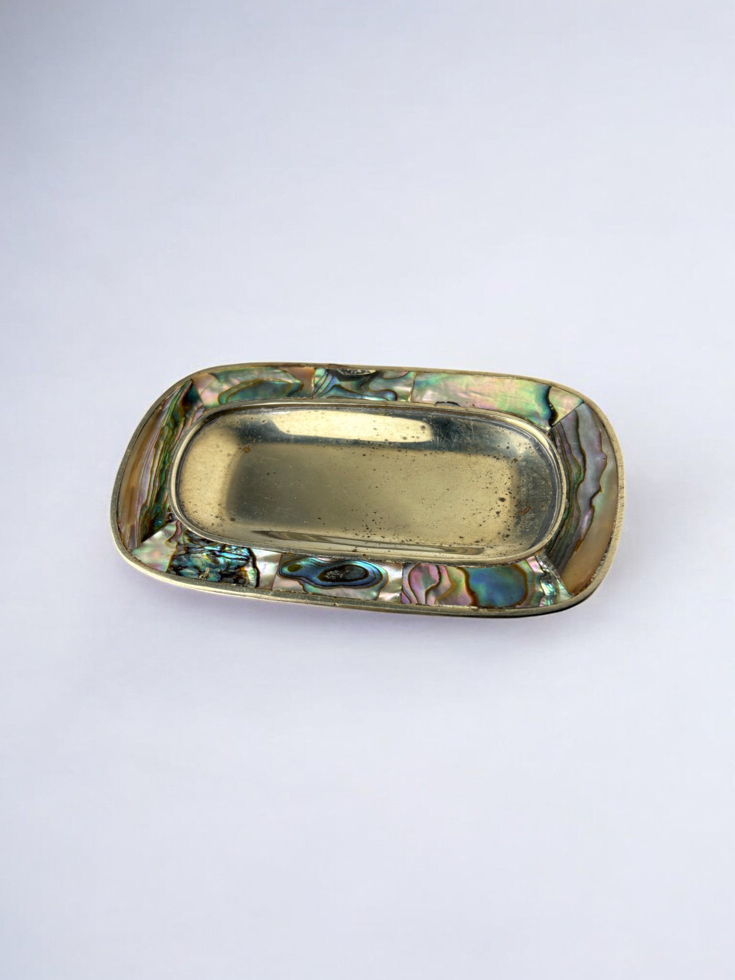 Abalone shell & alpaca tray, Mexico, circa 1970