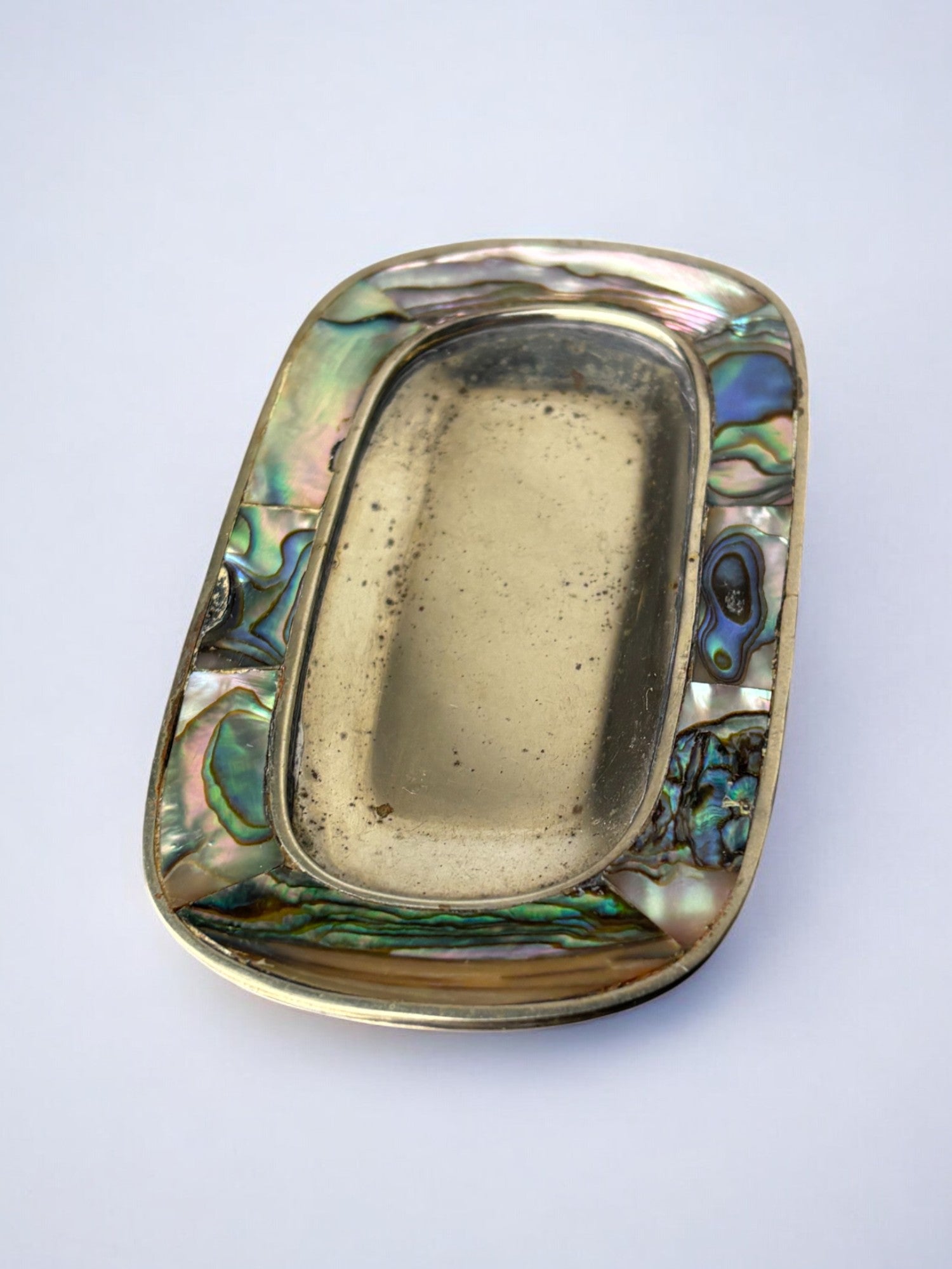 Abalone shell & alpaca tray, Mexico, circa 1970