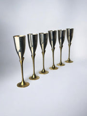 Brutalist Silver plated Glasses, set of 6, Spain, 1970's
