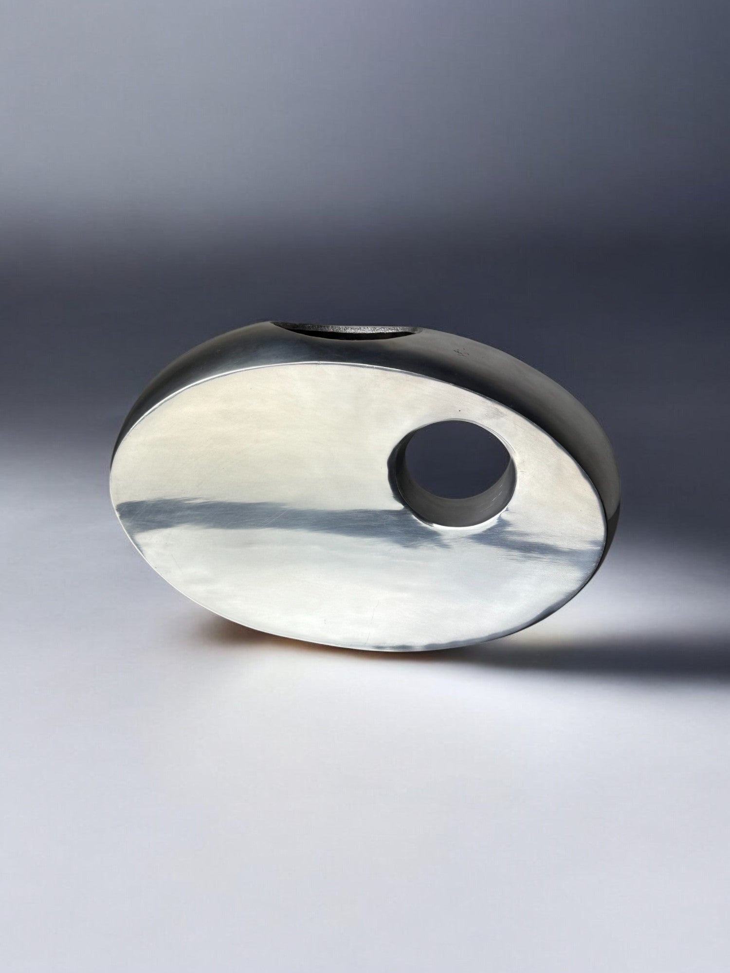 Biomorphic vase, solid aluminum, Spain, 1980's