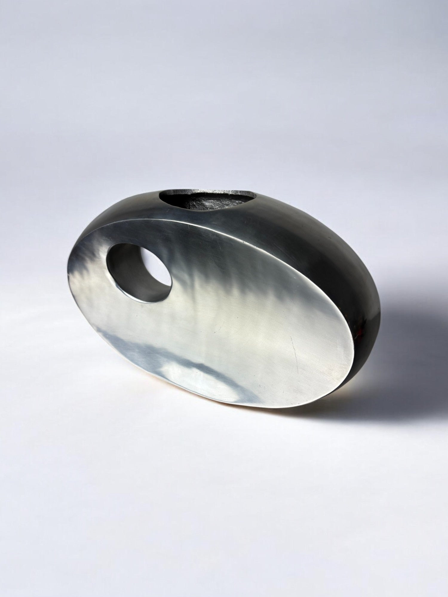 Biomorphic vase, solid aluminum, Spain, 1980's