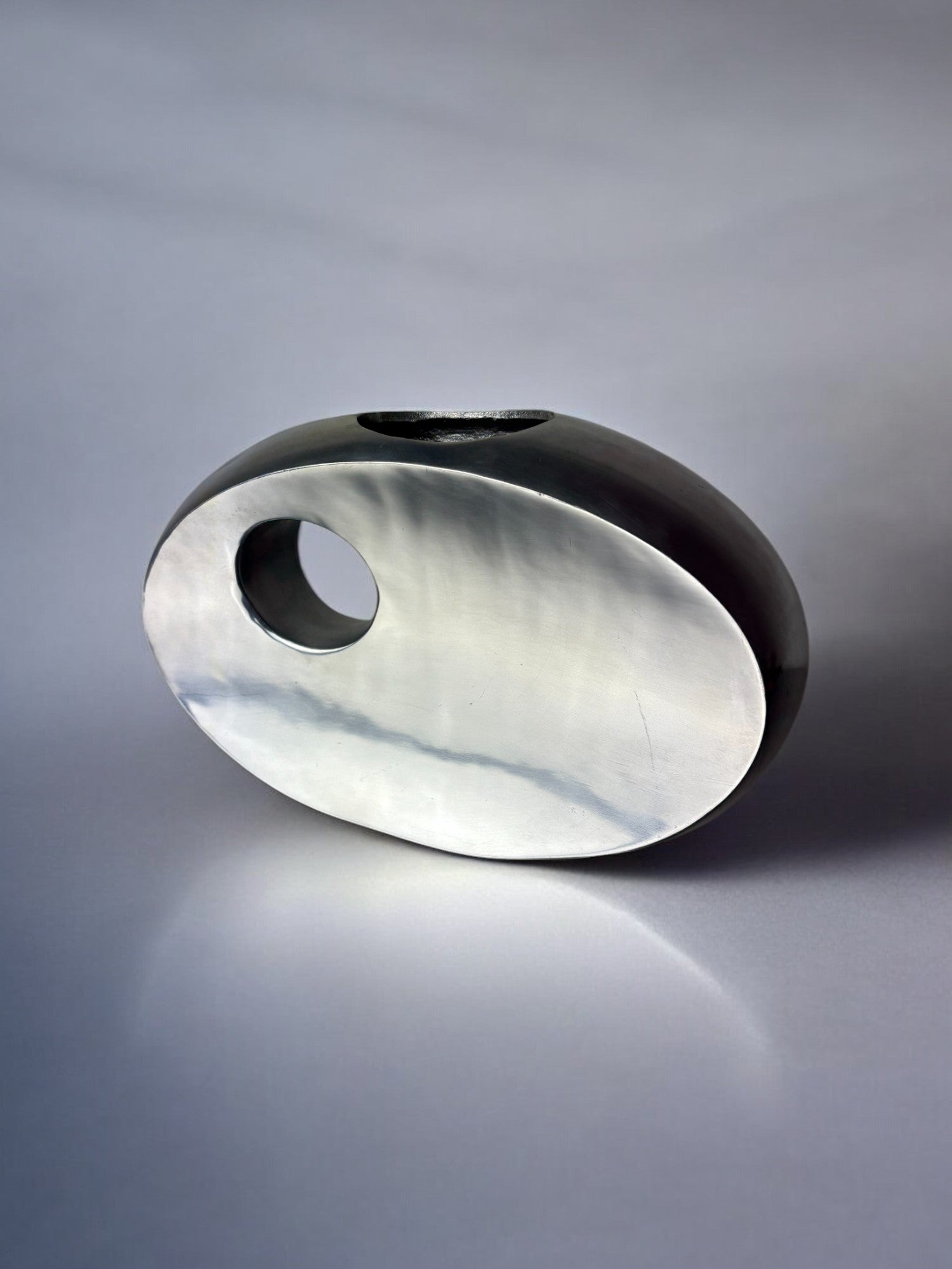 Biomorphic vase, solid aluminum, Spain, 1980's