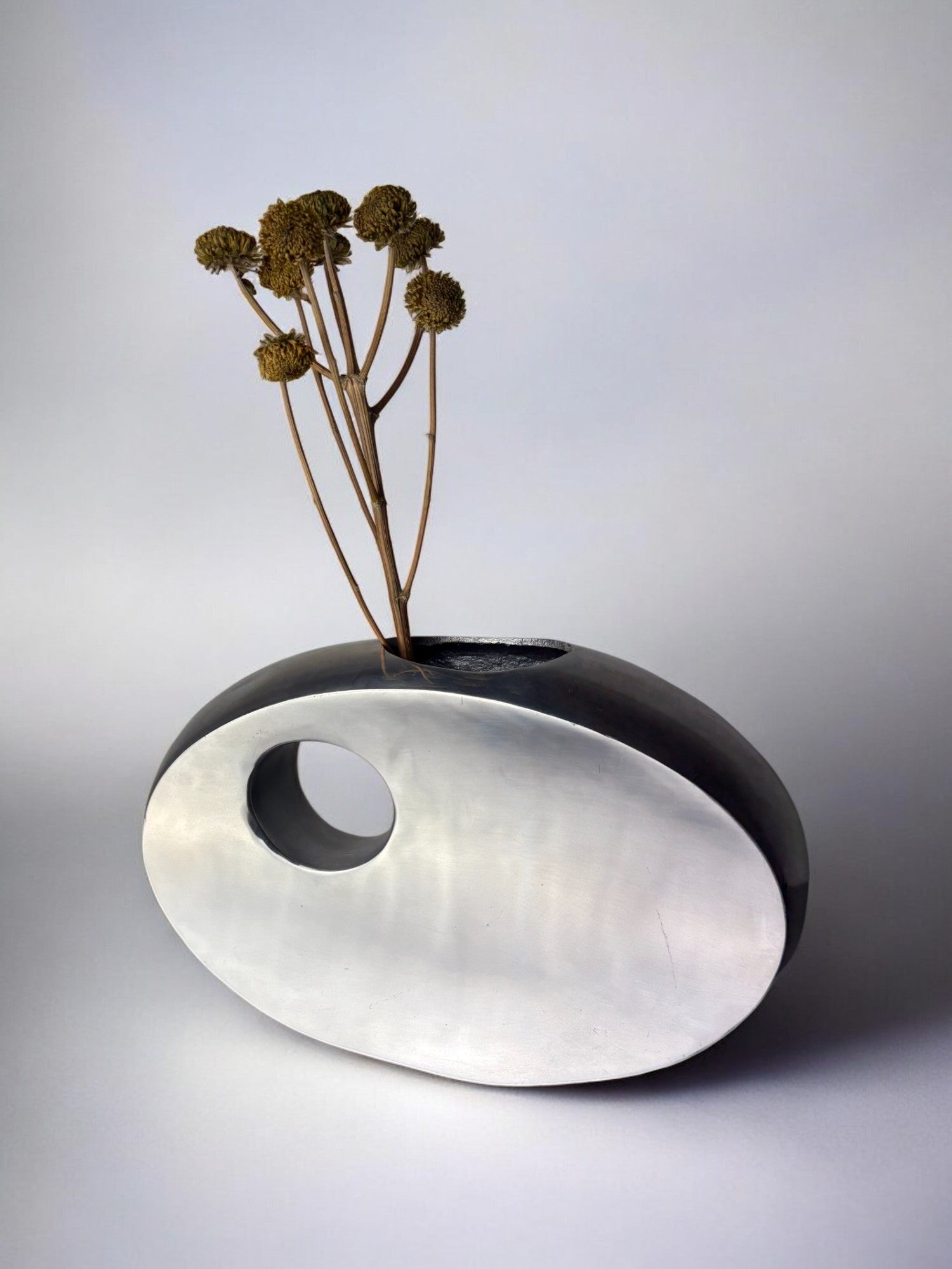 Biomorphic vase, solid aluminum, Spain, 1980's
