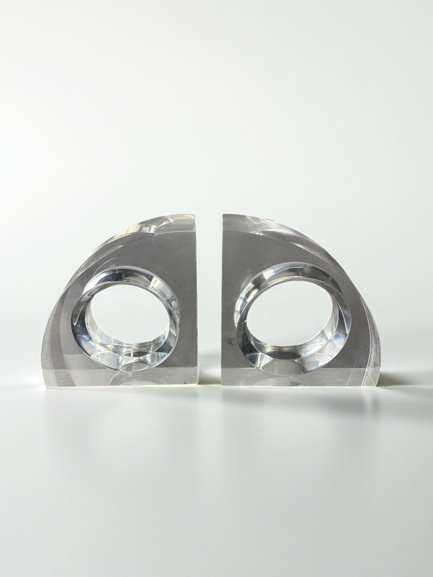 Felice Antonio Botta Lucite Bookends, Italy, 1970s