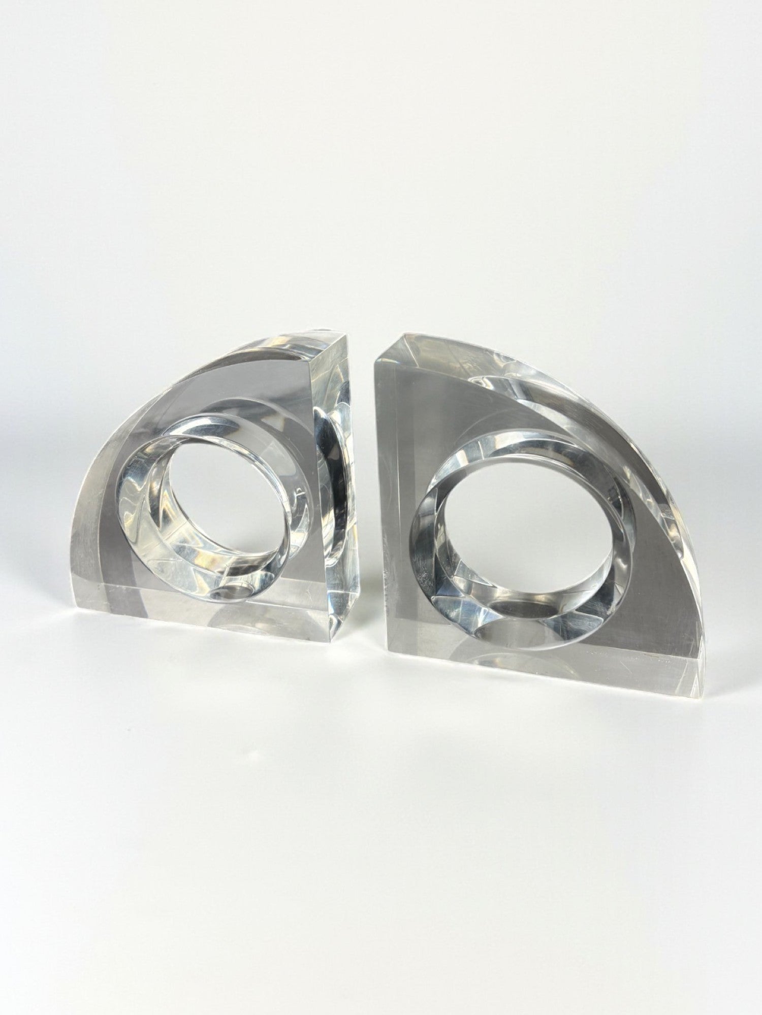 Felice Antonio Botta Lucite Bookends, Italy, 1970s