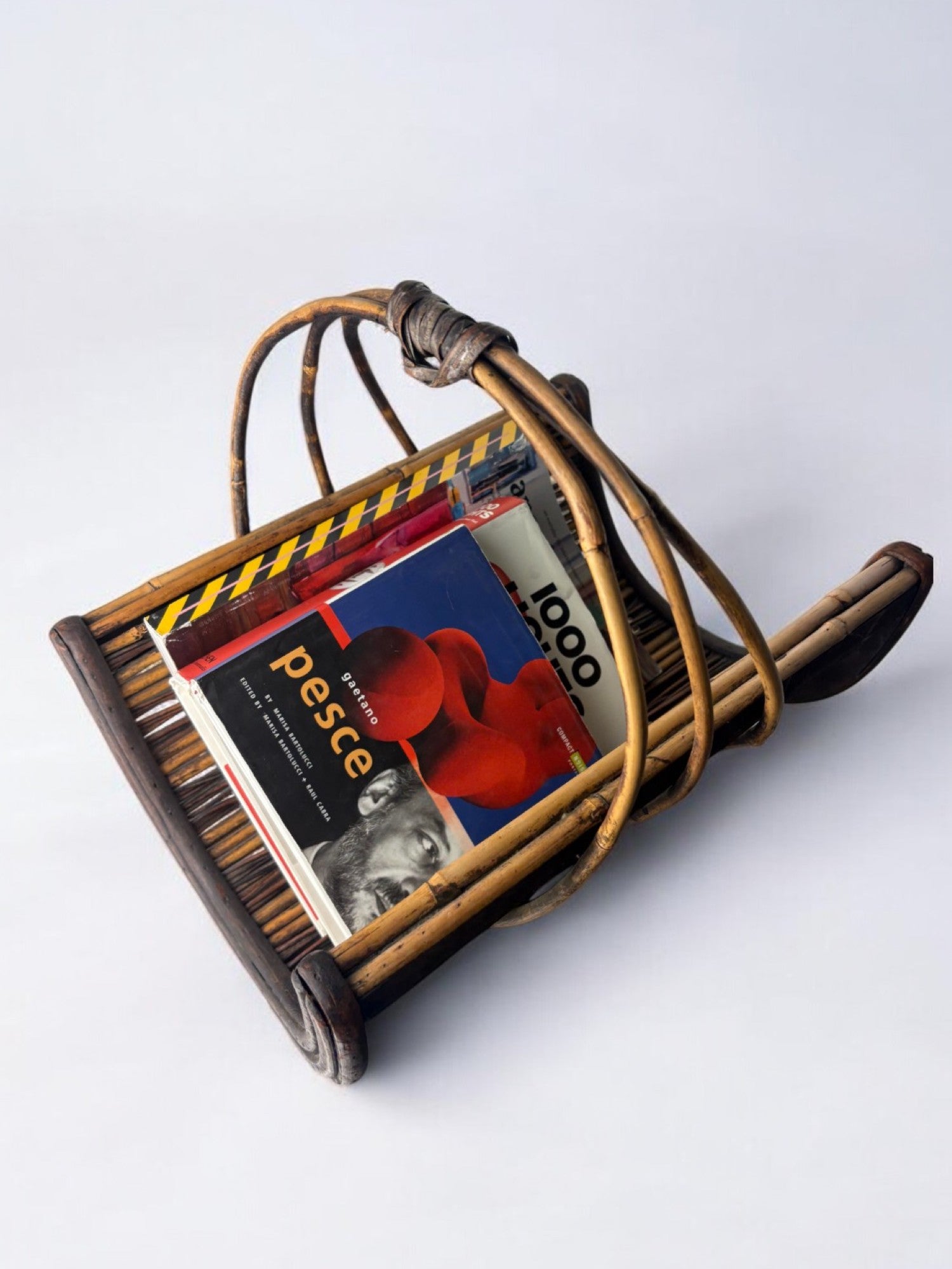 Rattan Magazine rack, Popular art, France, Circa 1950's