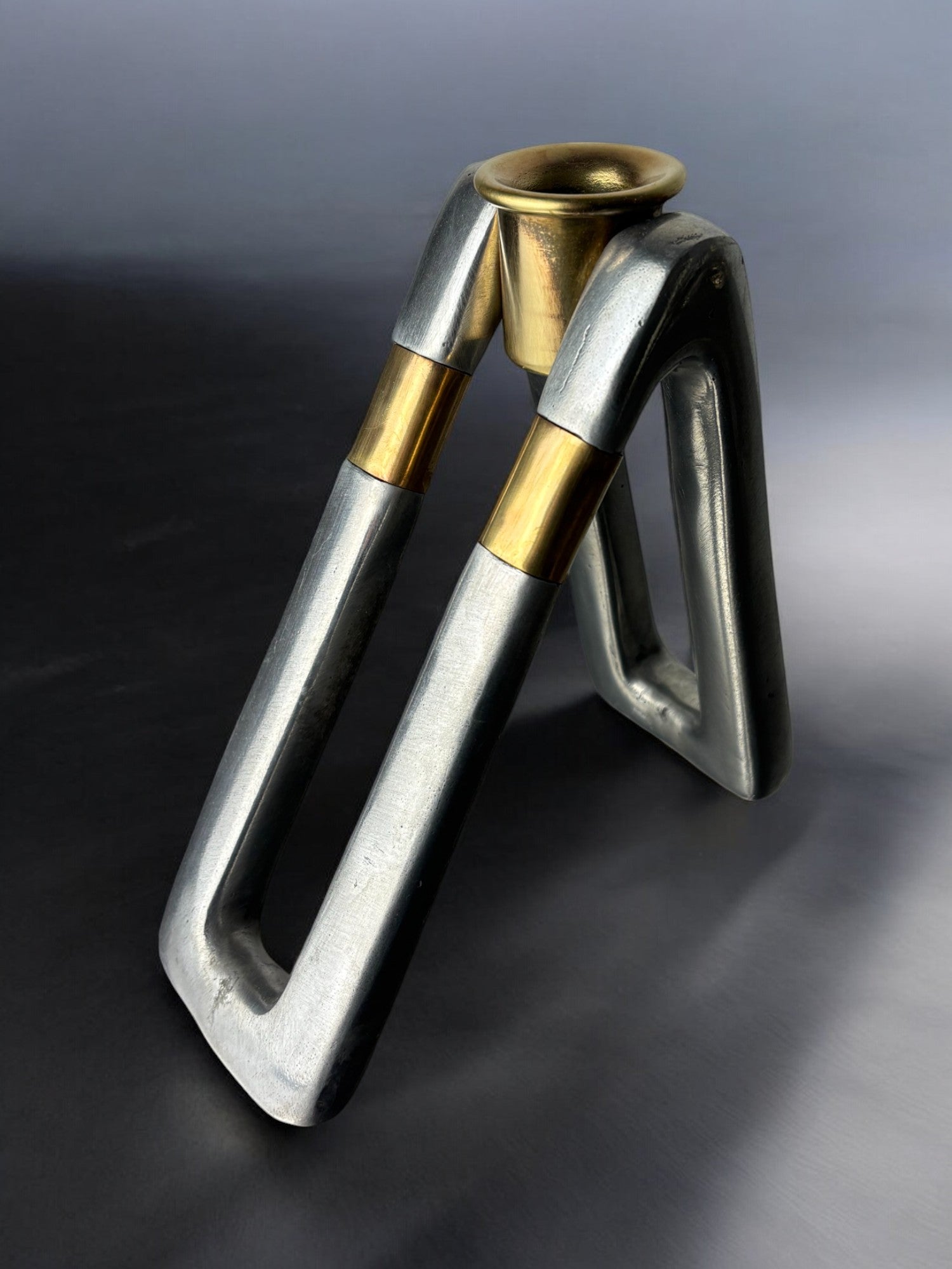 Brutalist candlestick by Ardisur, bronze & Aluminium, Spain, 1970's