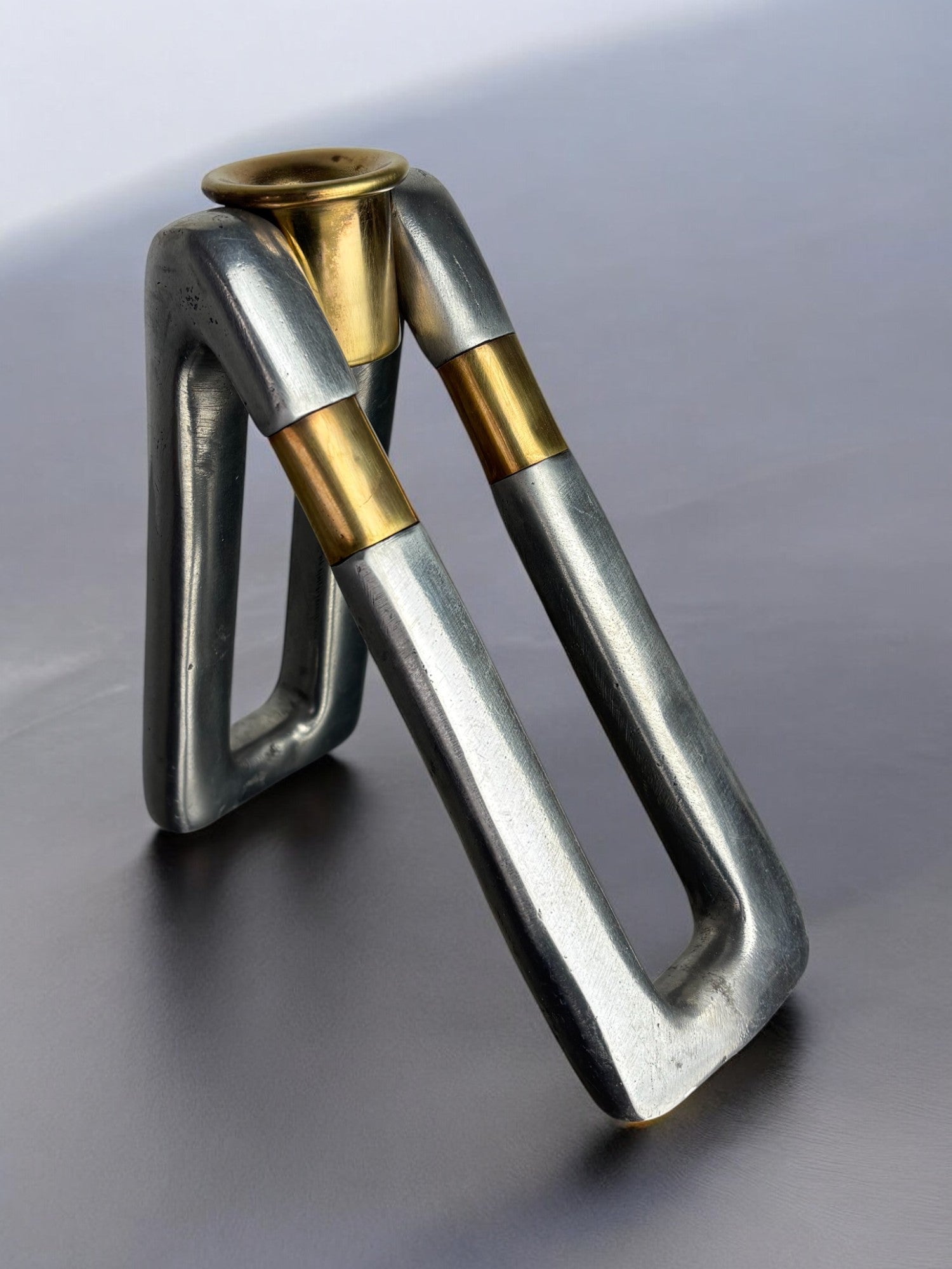 Brutalist candlestick by Ardisur, bronze & Aluminium, Spain, 1970's