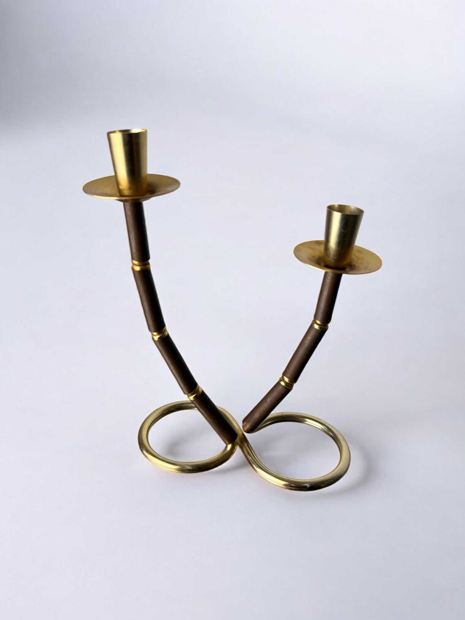 Faux Bamboo & Brass Candleholder, Italy, 1970's