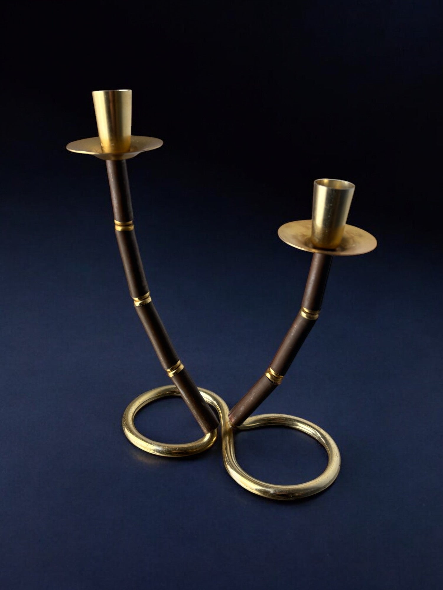 Faux Bamboo & Brass Candleholder, Italy, 1970's