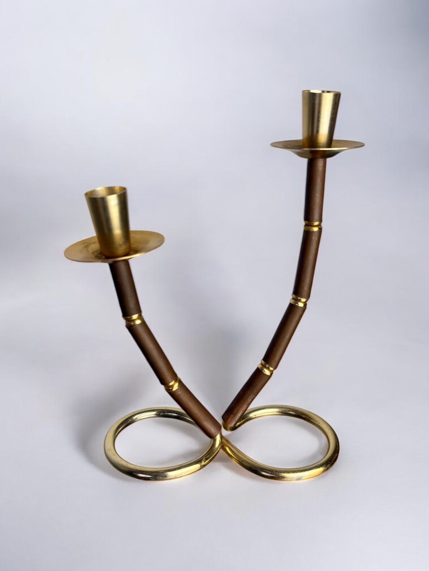 Faux Bamboo & Brass Candleholder, Italy, 1970's
