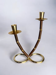 Faux Bamboo & Brass Candleholder, Italy, 1970's