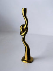 Italian Brutalist Knot candlestick in bronze, Circa 1970
