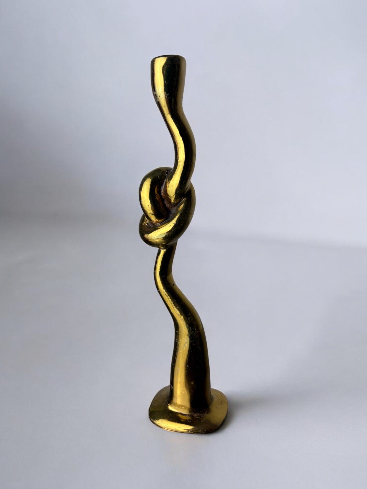 Knot candlesticks, brutalist design in bronze, italy, 1970s