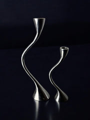 Pair of zigzag candlesticks, solid aluminium, Spain, 1980's