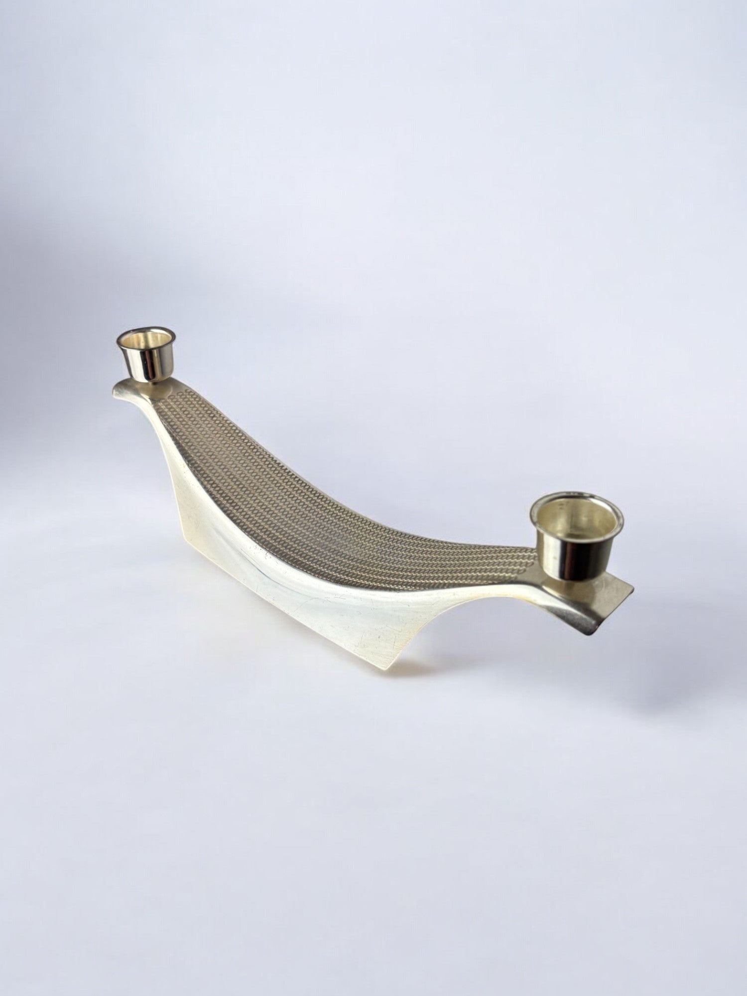 Art deco candlestick by WMF in stainless steel, 2 flames, Germany, 1970's