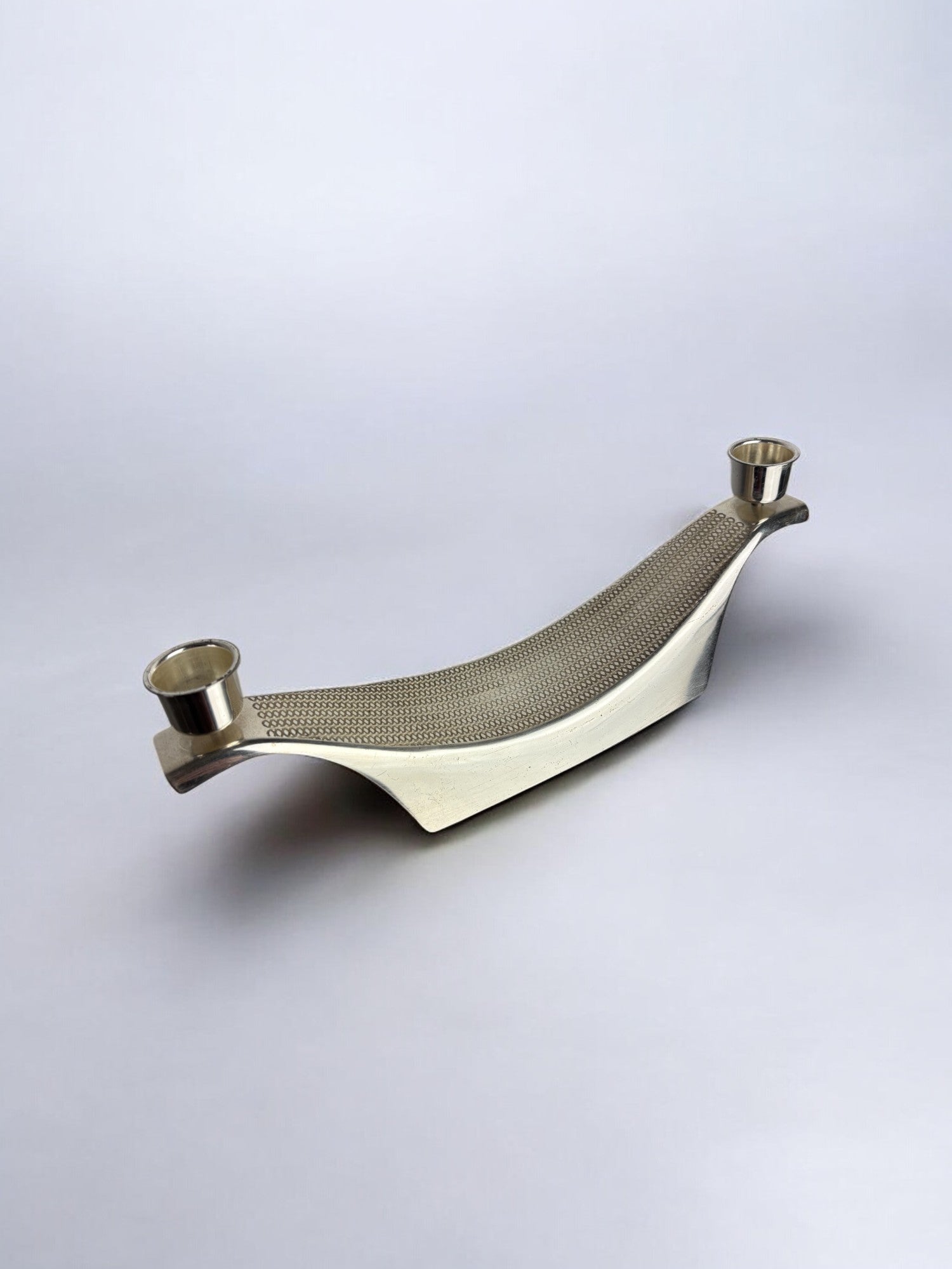 Art deco candlestick by WMF in stainless steel, 2 flames, Germany, 1970's