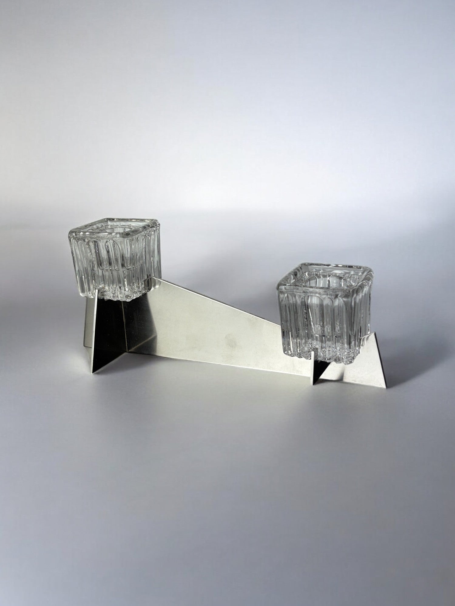 Peill & Putzler candlestick, glass and metal, Germany, 1970's