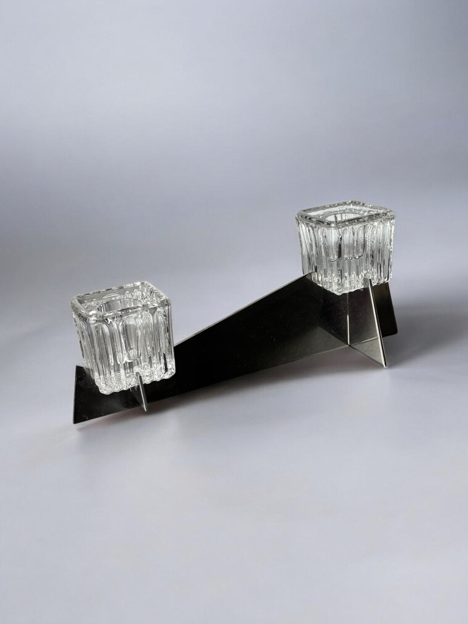 Peill & Putzler candlestick, glass and metal, Germany, 1970's