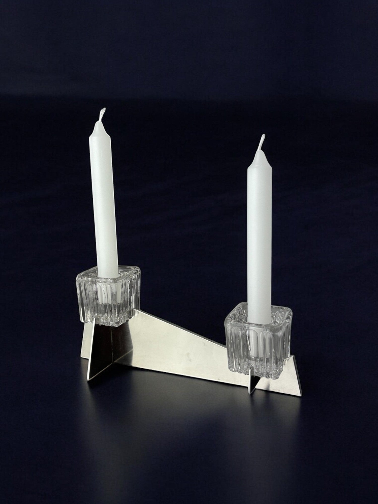 Peill & Putzler candlestick, glass and metal, Germany, 1970's