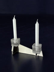 Peill & Putzler candlestick, glass and metal, Germany, 1970's