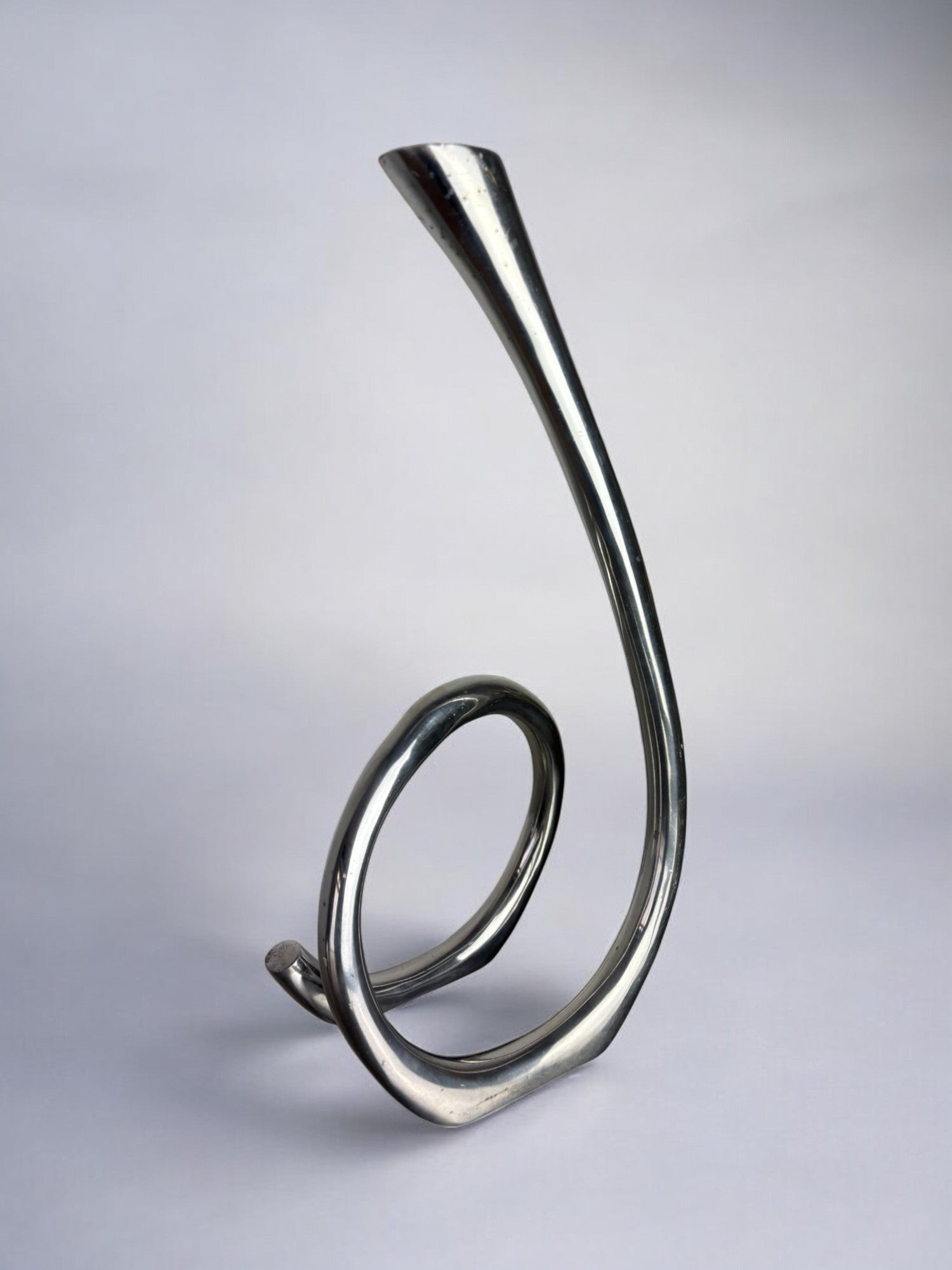XL Biomorphic candleholder, solid aluminum, Spain, 1970