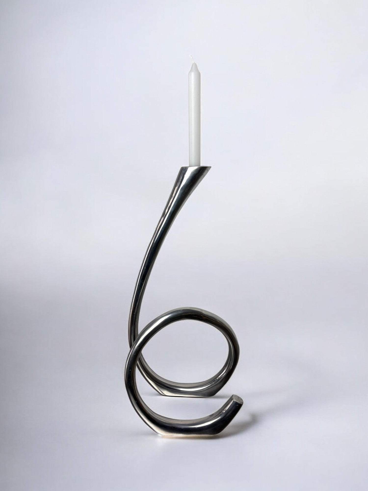 XL Biomorphic candleholder, solid aluminum, Spain, 1970
