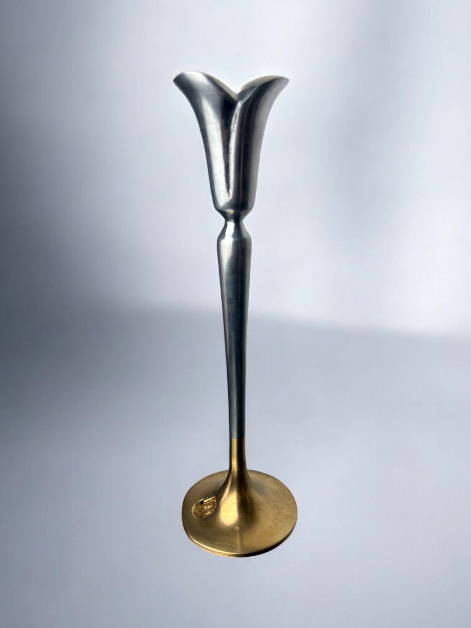 Brutalist candlestick by Art3, brass & Aluminium, Spain, 1970's