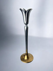 Brutalist candlestick by Art3, brass & Aluminium, Spain, 1970's