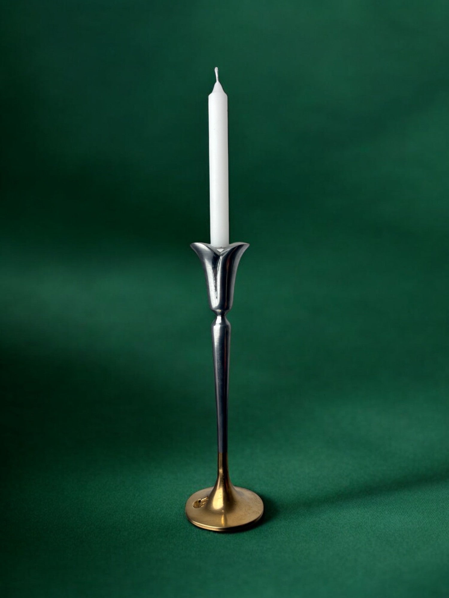 Brutalist candlestick by Art3, brass & Aluminium, Spain, 1970's