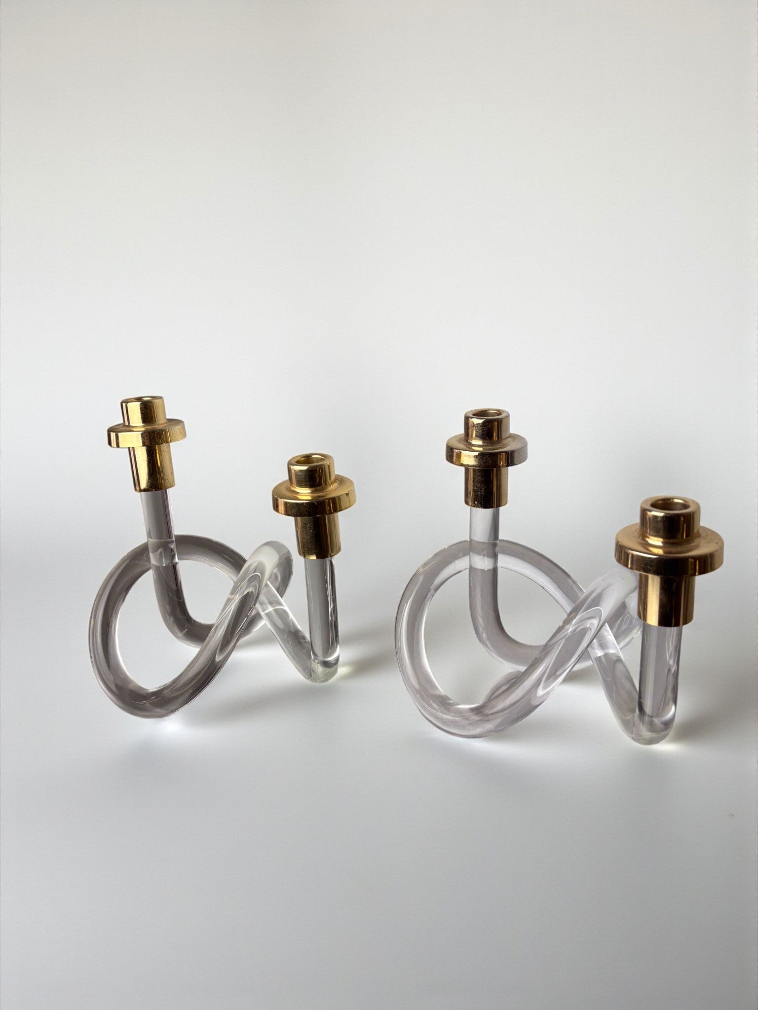 Pair of pretzel candlesticks by Dorothy Thorpe