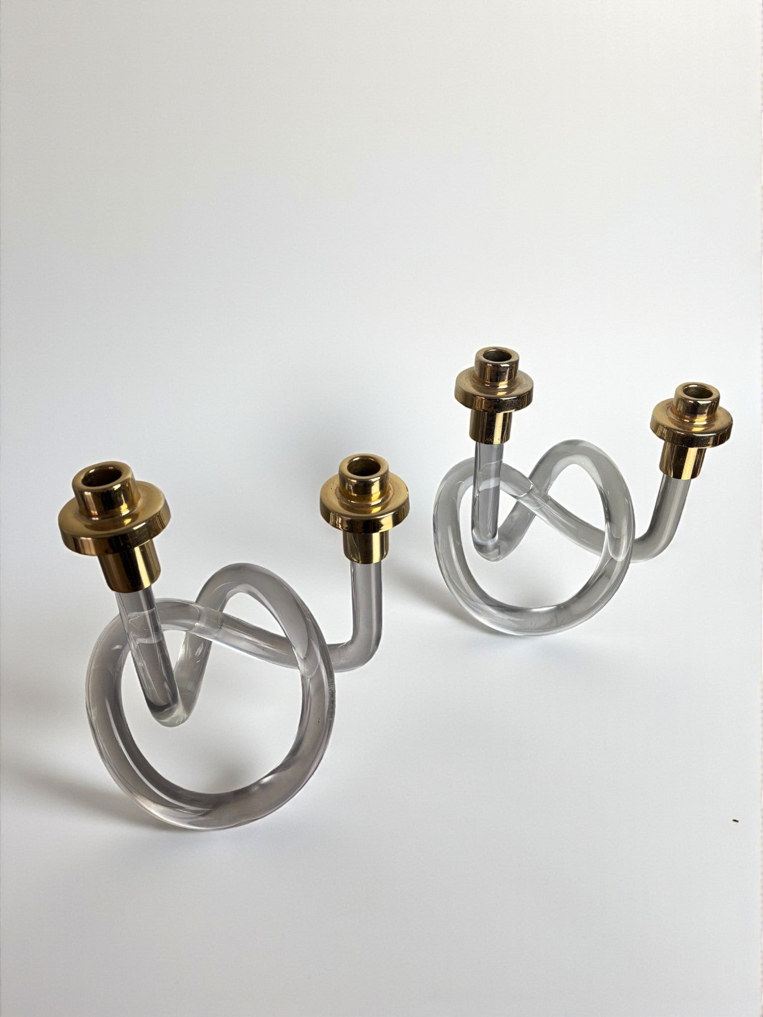 Pair of pretzel candlesticks by Dorothy Thorpe