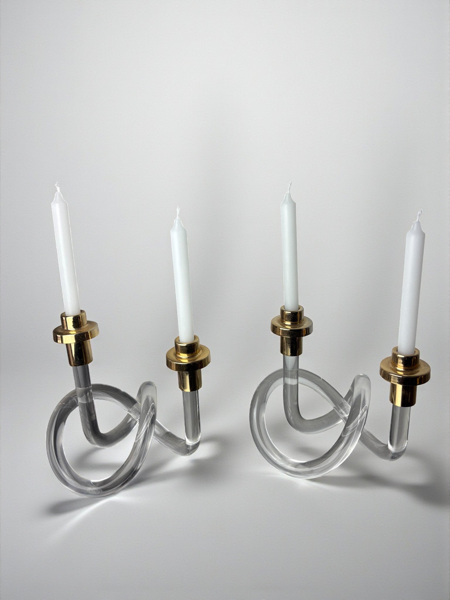 Pair of pretzel candlesticks by Dorothy Thorpe