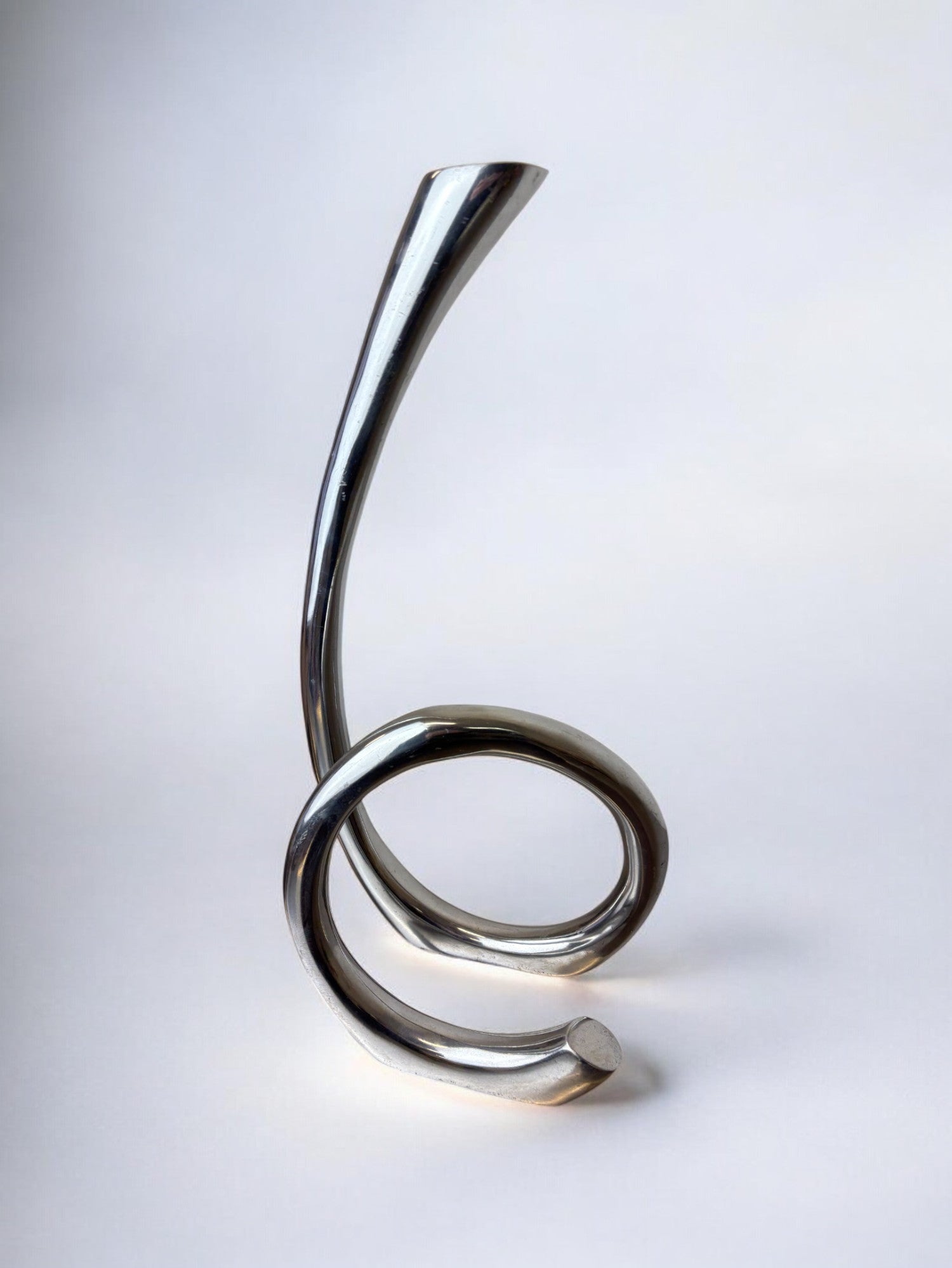 XL Biomorphic candleholder, solid aluminum, Spain, 1970's