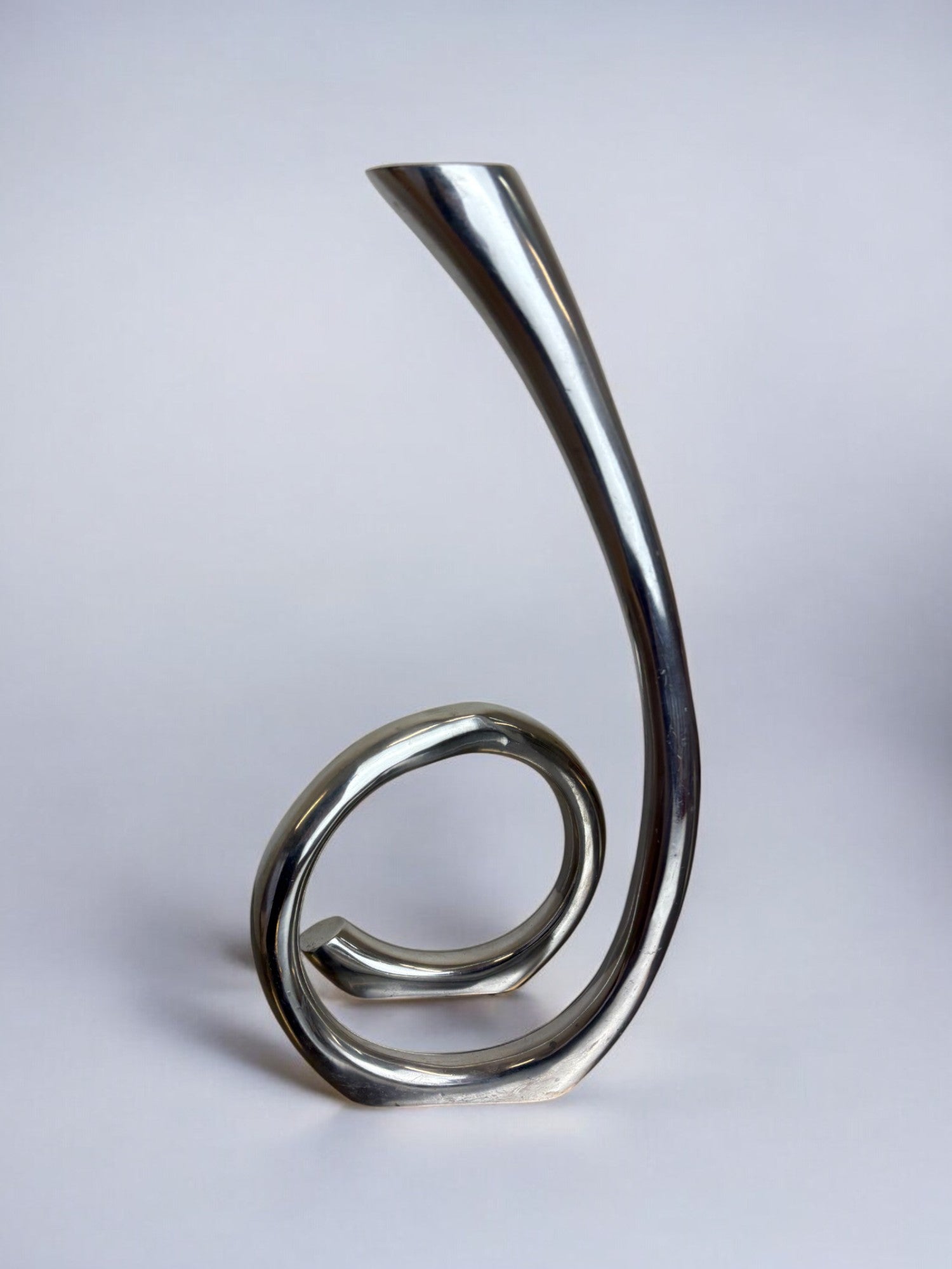 XL Biomorphic candleholder, solid aluminum, Spain, 1970's