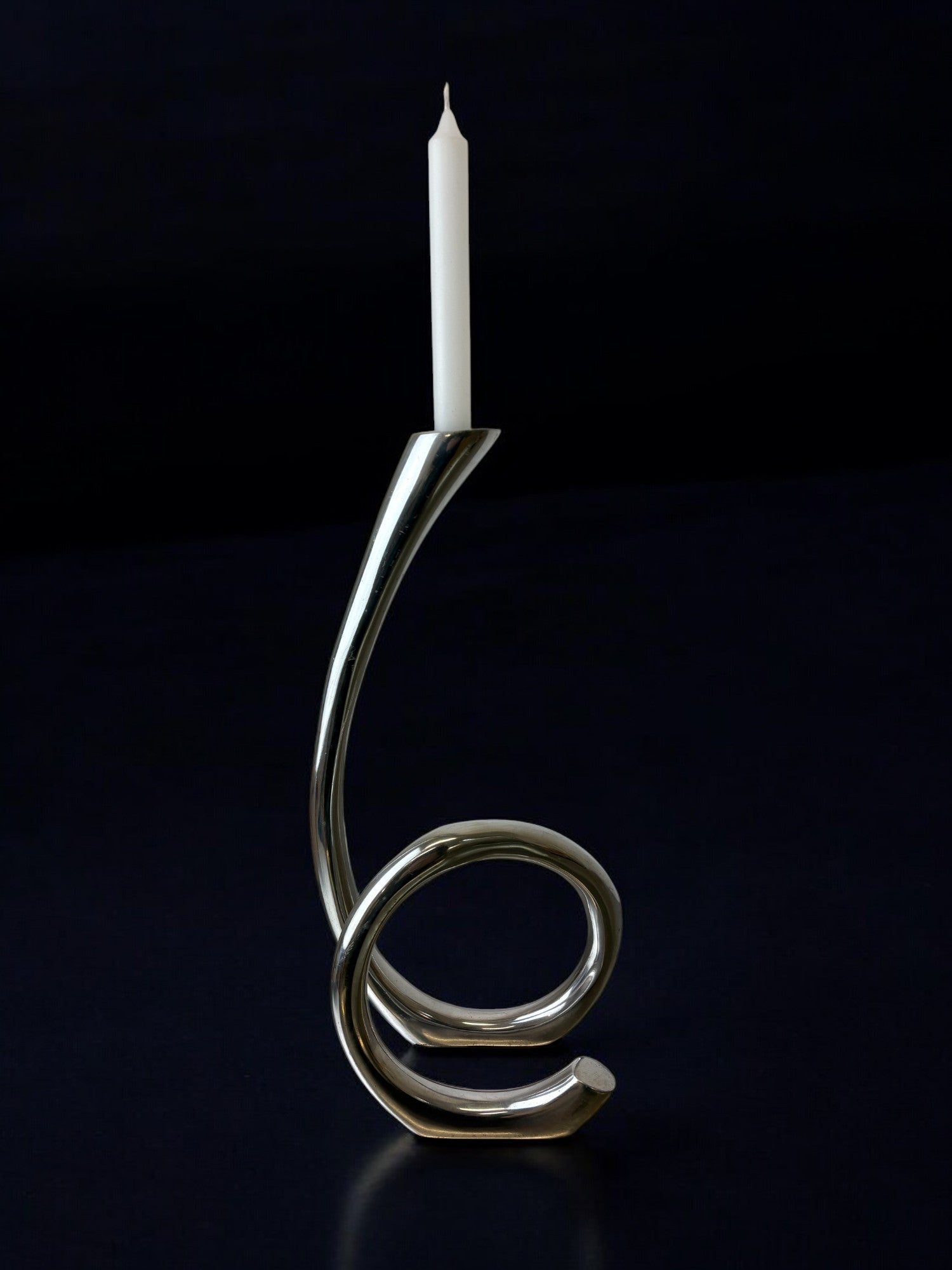 XL Biomorphic candleholder, solid aluminum, Spain, 1970's
