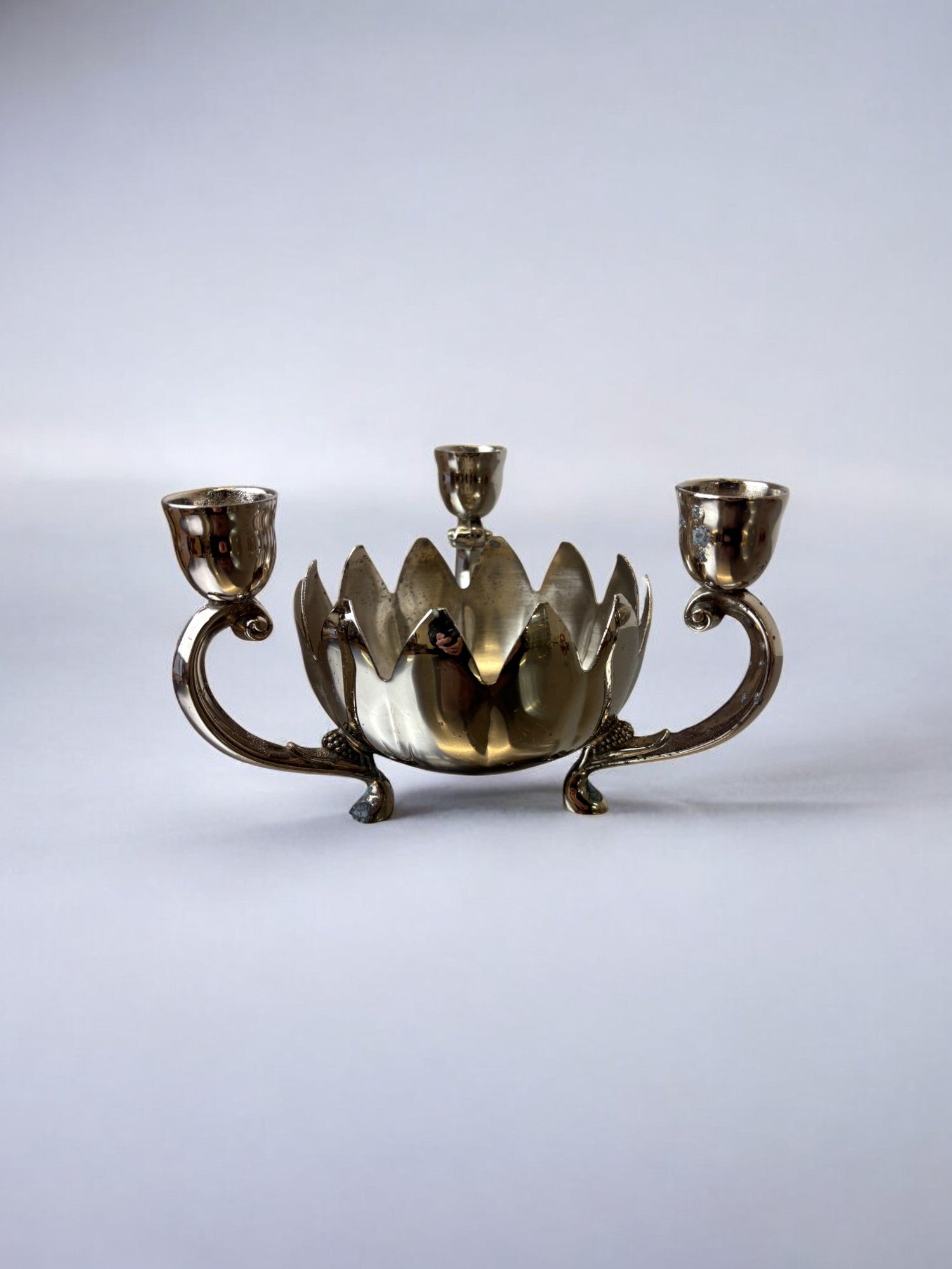 Art deco waterlily Candelholders, France, 1960's
