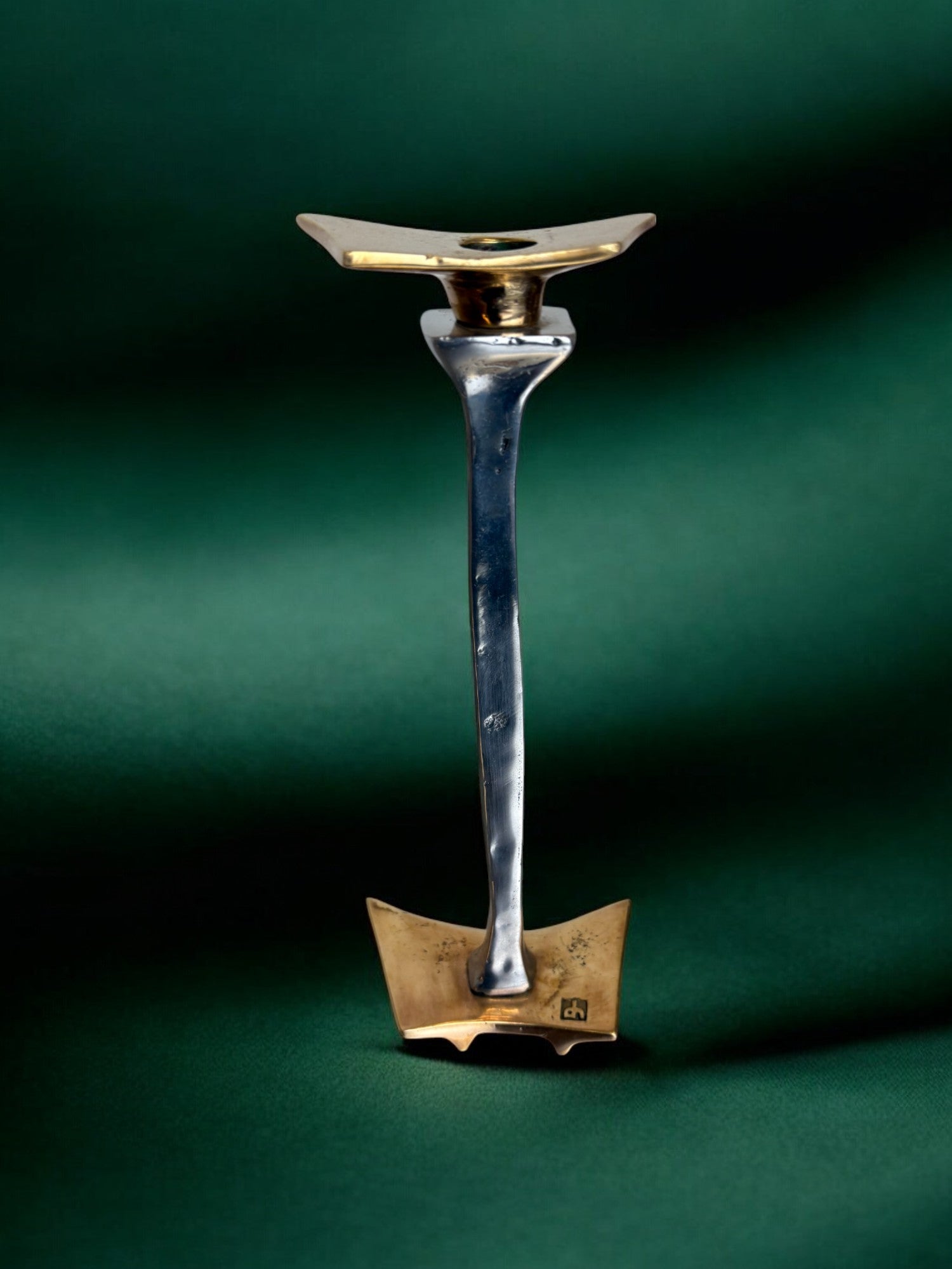 Brutalist Candleholder by David Marshall, bronze and aluminum, Spain, 1970's