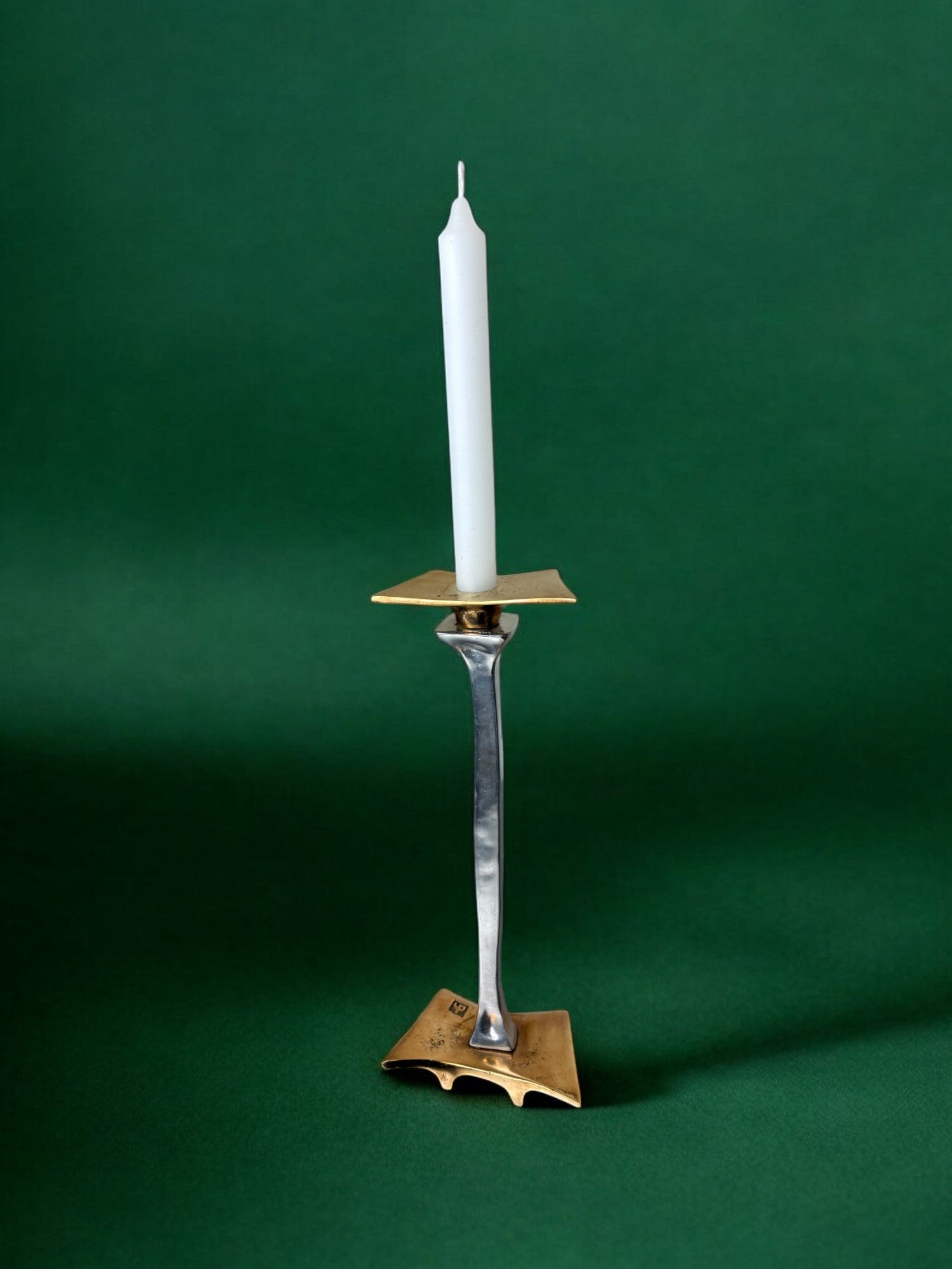 Brutalist Candleholder by David Marshall, bronze and aluminum, Spain, 1970's