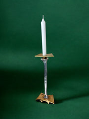 Brutalist Candleholder by David Marshall, bronze and aluminum, Spain, 1970's