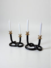 Pair of Black pretzel candlesticks by Dorothy Thorpe, Circa 1970's