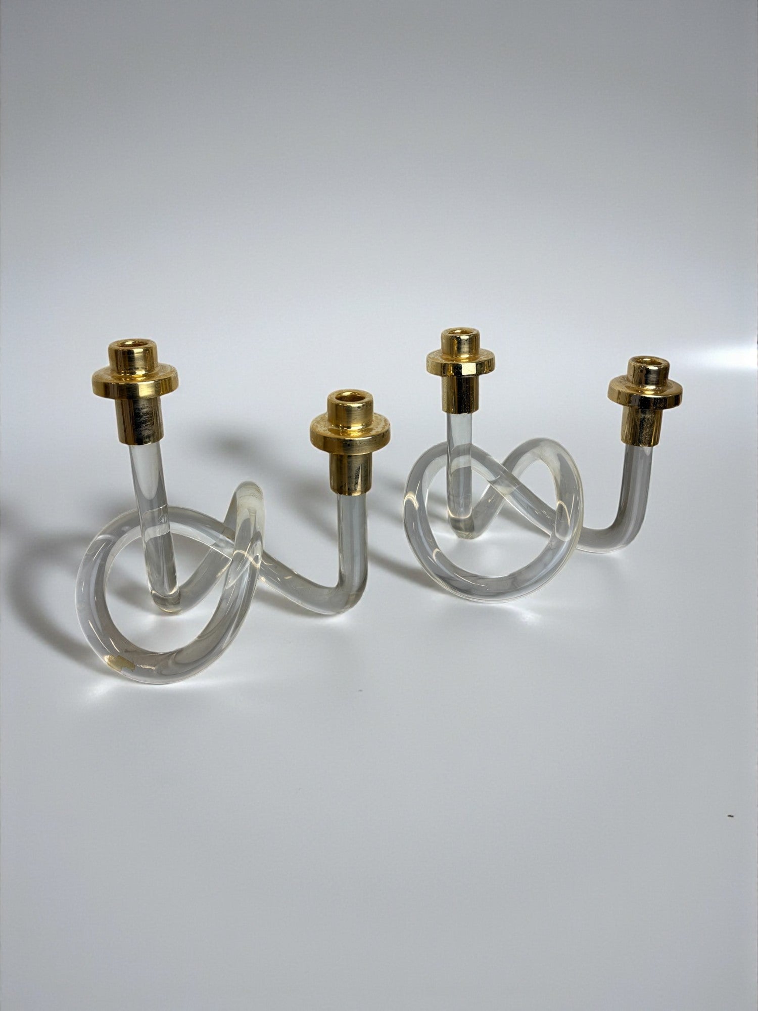 Pair of pretzel candlesticks by Dorothy Thorpe, 1970's