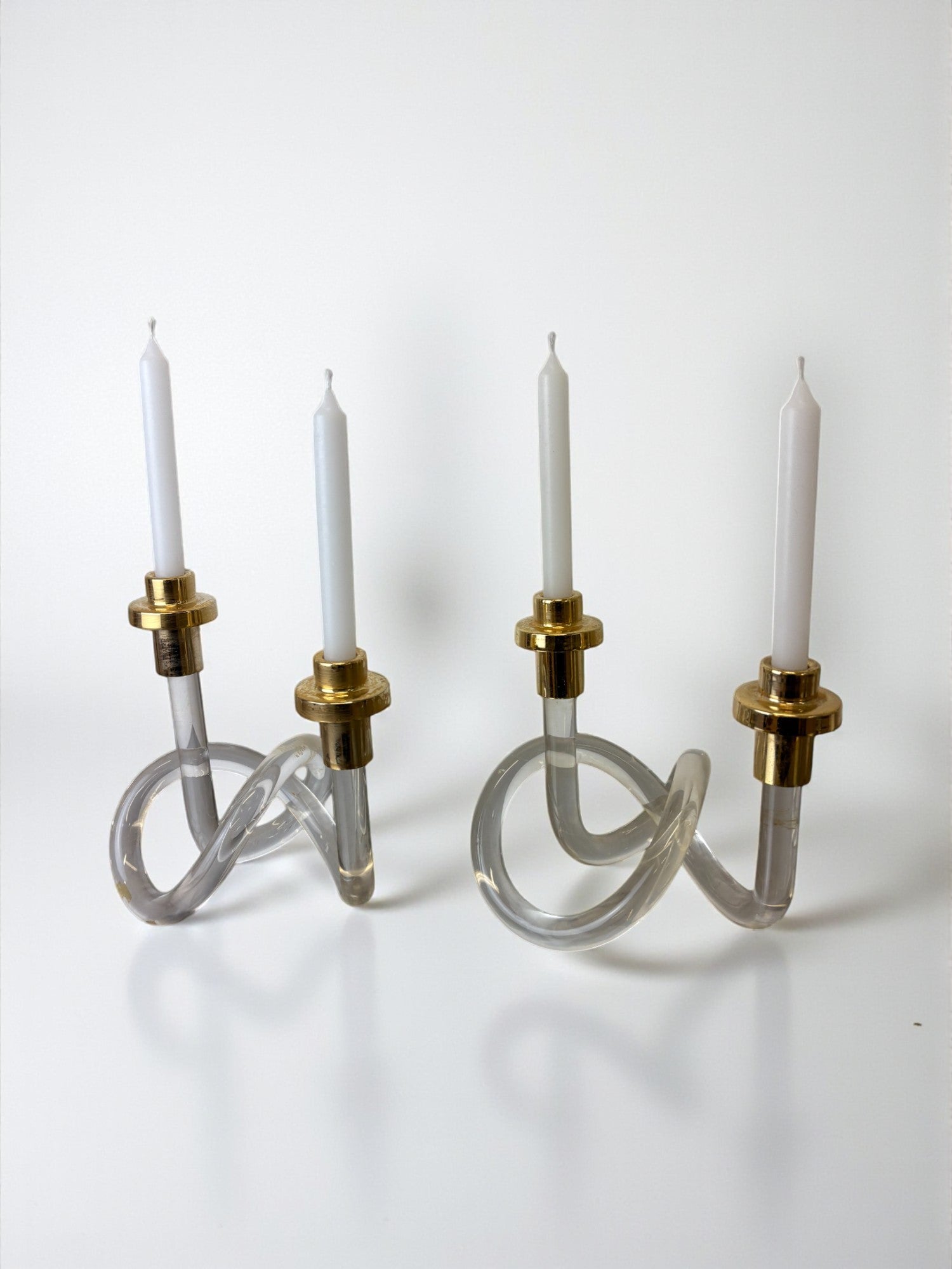 Pair of pretzel candlesticks by Dorothy Thorpe, 1970's