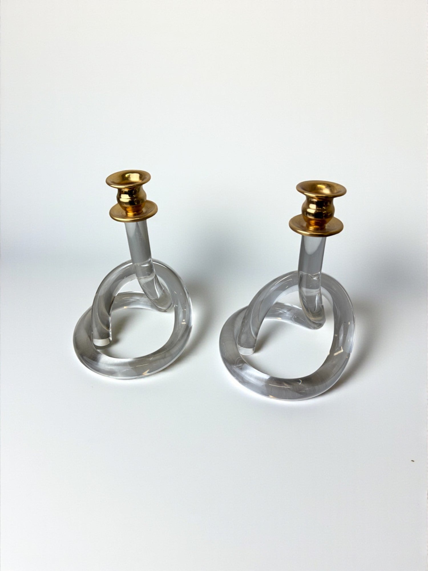 Pair of pretzel candlesticks by Dorothy Thorpe, c 1970's